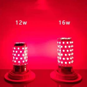 Led Color Bald Strong Color Light Corn Lamp E27E14 Screw Mouth Red Blue Green Pink Light Bulb (Option: Red-16W E14)