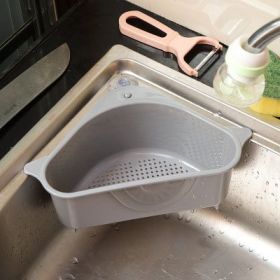 Kitchen Sink Triangle Drain Basket Suction Cup Type Vegetable Sink Filter Water Shelf (Color: grey)