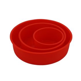 Round Silica Gel Mold For Cake Baking Tray (Option: Red-8inches)
